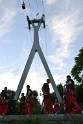 Koelner Seilbahn Gondel blieb haengen Koeln Linksrheinisch P774